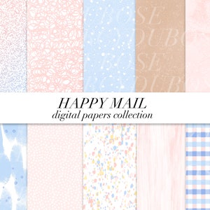 Happy Mail DIGITAL PAPERS w LICENSE / Letters / Mail / Post / Pastel / Usps / Stamps