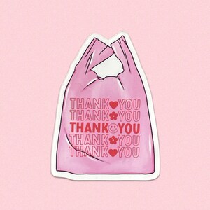 THANK YOU pink grocery bag vinyl sticker