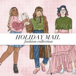 Holiday Mail FASHION FIGURES z LICENCJĄ | Prezenty | Boże Narodzenie | Sezonowe | Chanuka | Pakiet Celebrate Clipart Clipart mody Clipart świąteczny