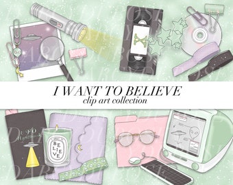 I Want to Believe CLIP ART w LICENSE | Aliens | X-files | Ufo | Space | 90s