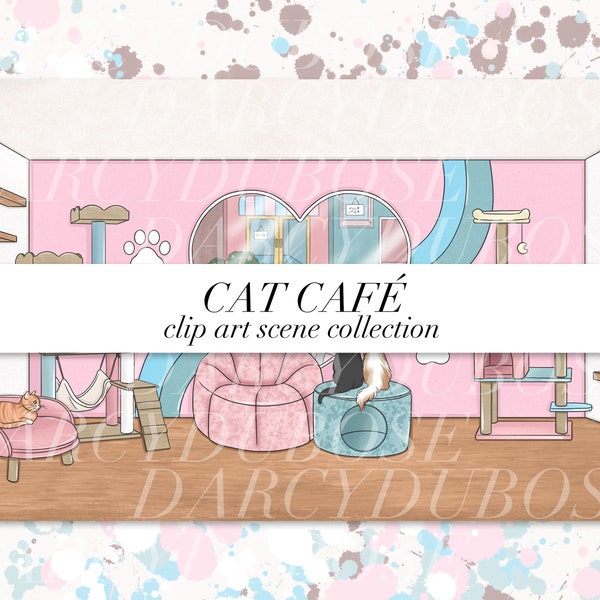 Cat Café SCENE w LICENSE | Coffee | Spring | Cats | Pastel