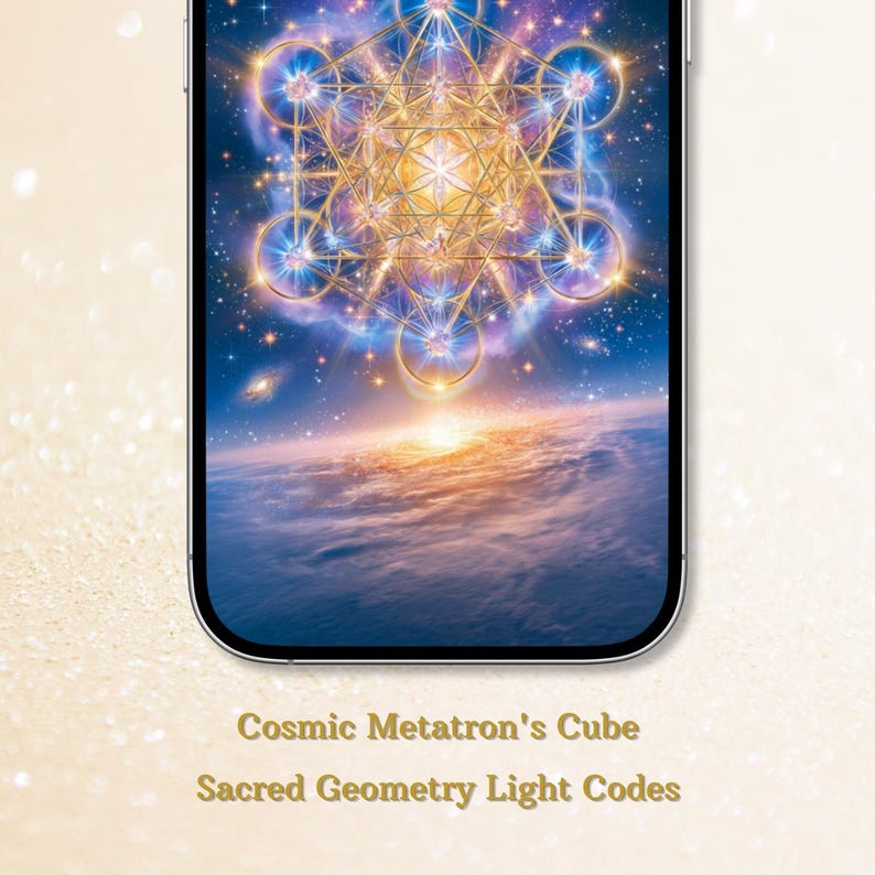 Light Code Metatron Cosmic Metatron's Cube Phone Wallpaper | Golden Sacred Geometry ...