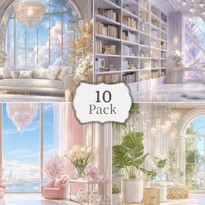 10 Spiritual Zoom Backgrounds Bundle | High-Frequency Virtual Office for Healers & Lightworkers | Lemurian Diamond Sanctuary Interior