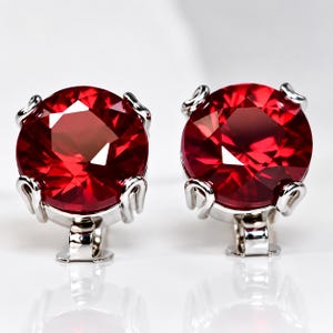 Certified RED Burma Ruby Stud Earrings 925 Sterling Silver, 9 mm Best Gift For Someone Special, July Birthstone Jewelry Gift, Free Delivery