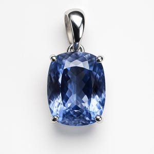 Ciondolo con Zaffiro Blu Certificato 18 Ct | Gemma Naturale a Taglio Cuscino | Collana in Argento Sterling 925 | Gioiello di Alta Qualità