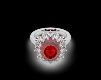 925 Silver Red Stone Ladies Ring For Her