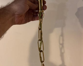 Antique vintage hard to find 5" fitter chain pendant light fixture rewired green cloth