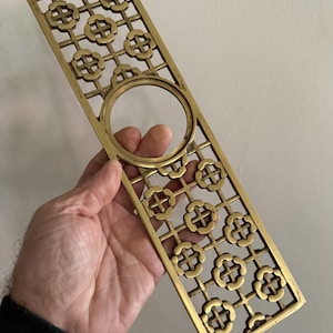 Vintage retro MCM Mid-Century made Japan brass doorknob door knob set backer plate