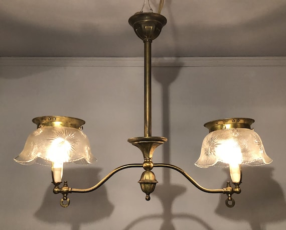 Antique Victorian Gas Chandelier Gasolier 2 Arm Light Fixture Etsy image 0 - Antique Victorian Gas Chandelier Gasolier 2 Arm Light Fixture Etsy