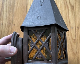 Antique vintage early 40's porch lantern sconce light fixture rewired