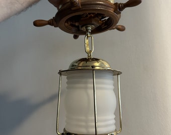Vintage retro nautical theme lantern light fixture all brass rewired 5 available Lavery & Co