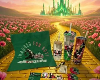 Paquete de vasos de nieve con purpurina inspirados en la Bruja Malvada Esmeralda y el Mago de Oz