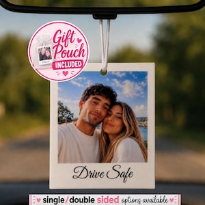 Personalised Photo Car Ornament | Custom Hanging Rear View Mirror Accessory (Single/Double Sided)