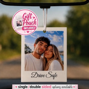 Personalised Photo Car Ornament | Custom Rear View Mirror Charm, Handmade UK