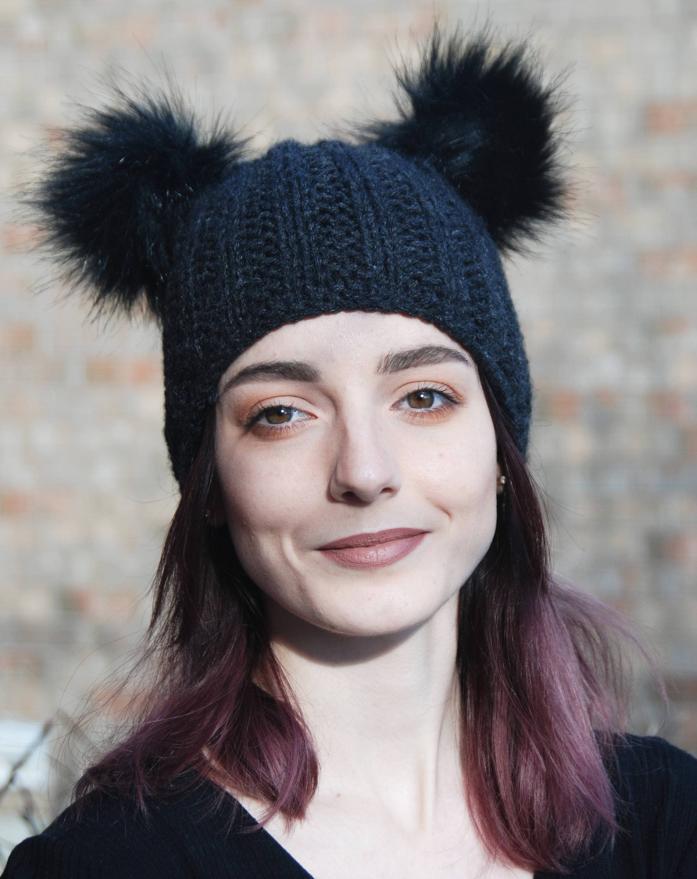 knitted bobble hat womens
