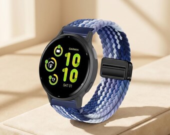Correa de reloj Garmin con cierre magnético, correa de nailon trenzado de 20 mm y 22 mm, compatible con Forerunner 965, 970, Vivoactive y Venu 3. Ajustable y transpirable para hombre.