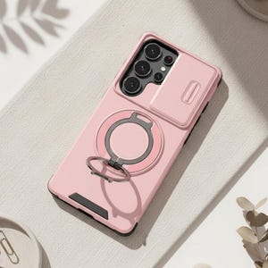 Samsung-skal Magnetisk ringhållare Smartphone-skydd Kameraskydd Stötsäkert Armor Stativ Kickstand Telefon Galaxy S24 Ultra Modell Shield