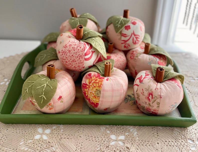 New romantic patchwork apple fabrics available.