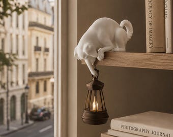 Hunde Regal Haken mit Laterne, Verspieltes Hunde Dekor, Gemütliches Ambiente Licht