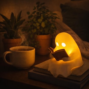 Luce notturna fantasma della lettura, regalo per gli amanti dei libri, decorazione per libreria
