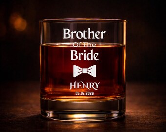 Vaso de whisky personalizado para el hermano de la novia, regalo de boda a medida, vaso de bourbon grabado.