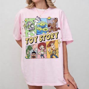 Comfort Colors Toy Story Shirt, Distressed All Characters Tee, Retro Pixar Woody Buzz Jessie Vintage Washed T-Shirt image 4