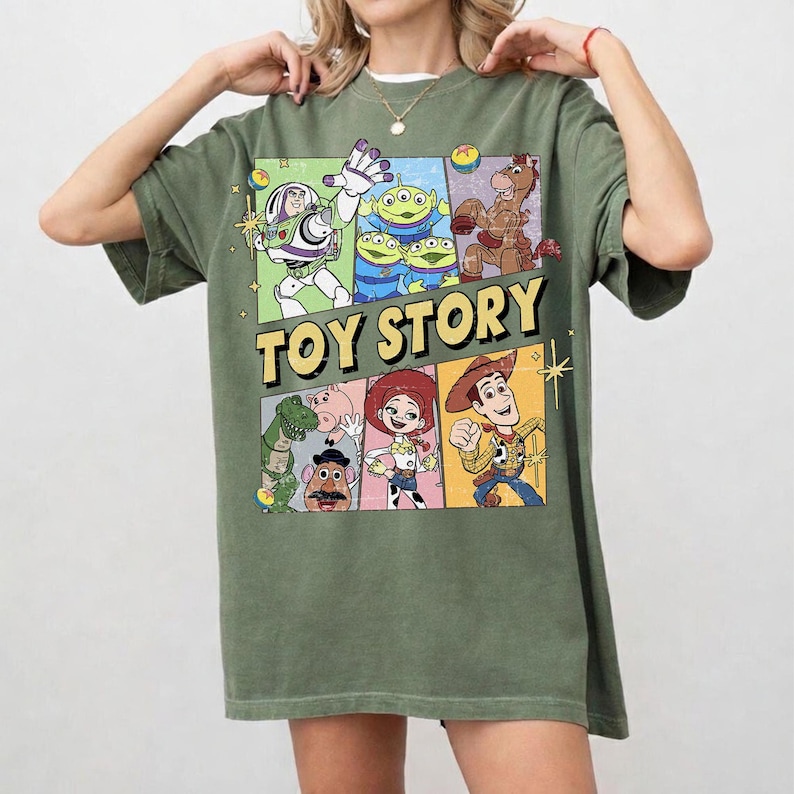 Comfort Colors Toy Story Shirt, Distressed All Characters Tee, Retro Pixar Woody Buzz Jessie Vintage Washed T-Shirt image 3