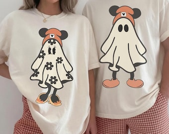 Disney Mickey and Minnie Ghost Comfort Colors Shirt, Mickey Halloween Shirt, Minnie Halloween Shirt, Disney Halloween Shirt