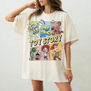Comfort Colors Toy Story Shirt, Distressed All Characters Tee, Retro Pixar Woody Buzz Jessie Vintage Washed T-Shirt image 2