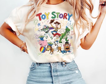 Comfort Colors Toy Story Kids Shirt, Childlike Drawing Woody Buzz Tee, You've Got a Friend in Me Pixar Top, Disney Family Trip 2026 Gift