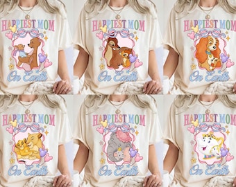 Disney Coquette Bow Happiest Mom on Earth T-Shirt, Disney Mother's Day Gift, MRS Pott Chip T-Shirt, Mommy and Daughter Shirt, Gift For Mom