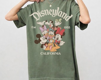 Comfort Color Vintage Disneyland California Shirt, Mickey and Friends Signature Tee, Disney Trip Family Shirt, Disney Family Vacation Shirt
