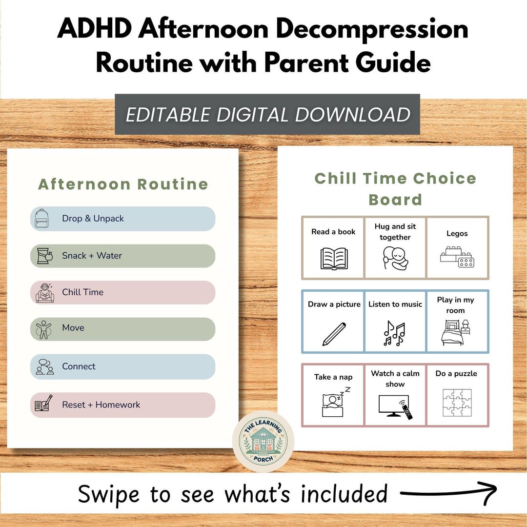 ADHD After School Routine Chart | Neurodivergent Kids Visual Schedule ...
