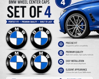 Set of 4 BMW Wheel Center Caps 68mm Replacement Hubs – Precise Fit, Durable Construction