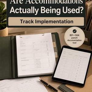 Accommodation Implementation Tracker, IEP 504 Accommodation Log, School Support Tracker, Parent Follow Up, Fillable PDF