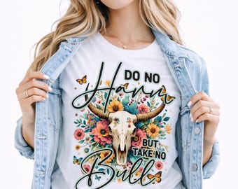 Kwiatowa czaszka byka w formacie PNG, wzór sublimacji w stylu western cowgirl (pobranie cyfrowe)