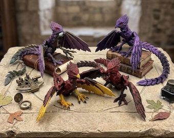 Articulated Phoenix Dragon Toy, Rainbow PLA Mythical Creature, Desk Pet Fidget, Fantasy Action Figure