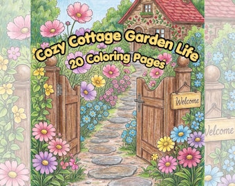 Gemütliches Cottage Garten Malbuch für Erwachsene - Hygge Lifestyle Szenen, Rückzug vom Landleben, Florale Cottagecore Kunst, entspannend PDF