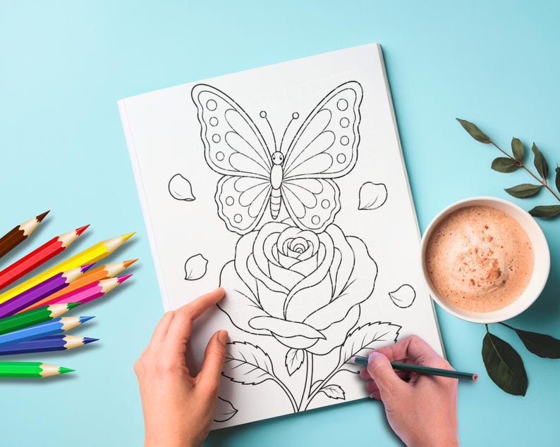 20 Butterfly and Flower Coloring Book for Kids Easy Bold Printable ...