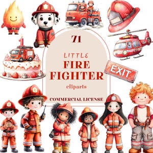 Clipart de alarme de incêndio, bombeiro em aquarela PNG, gráficos de caminhão de bombeiros, bombeiro fofo, download digital para decoração de aniversário, 71 PNG