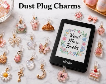 Kindle Dust Plug Charms, for Phone, Tablet, E-Reader (USB C, Lightning  , Micro USB)