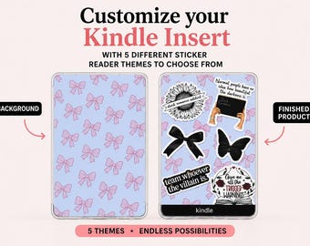Inserto para Kindle con pegatinas, Crea el tuyo propio, 5 temas para lectores, Accesorios de decoración para lectores