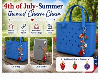 4th of July - Summer Charm Chain | Patriotic Purse Charm | Kindle Case Charm | Bag Accessory