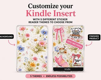 Inserto para Kindle con pegatinas, Crea el tuyo propio, 5 temas para lectores, Accesorios de decoración para lectores