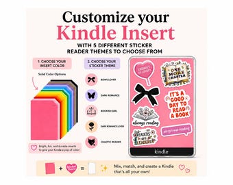 Inserto para Kindle con pegatinas, Crea el tuyo propio, 5 temas para lectores, Accesorios de decoración para lectores