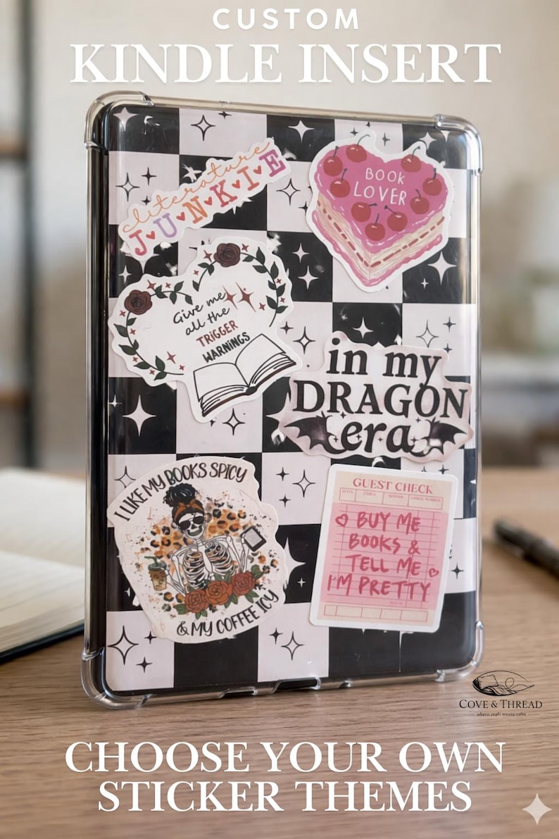 Kindle Inserts Design Kindle Insert With Stickers, 5 Reader Themes, Reader Decor Accessories ...