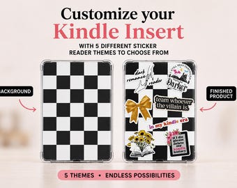 Inserto para Kindle con pegatinas, Crea el tuyo propio, 5 temas para lectores, Accesorios de decoración para lectores