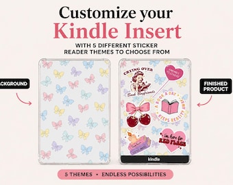 Inserto para Kindle con pegatinas, Crea el tuyo propio, 5 temas para lectores, Accesorios de decoración para lectores
