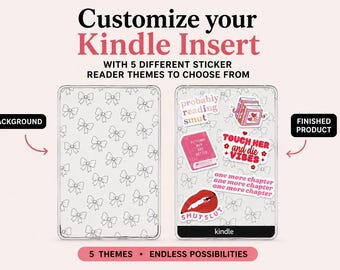 Inserto para Kindle con pegatinas, Crea el tuyo propio, 5 temas para lectores, Accesorios de decoración para lectores