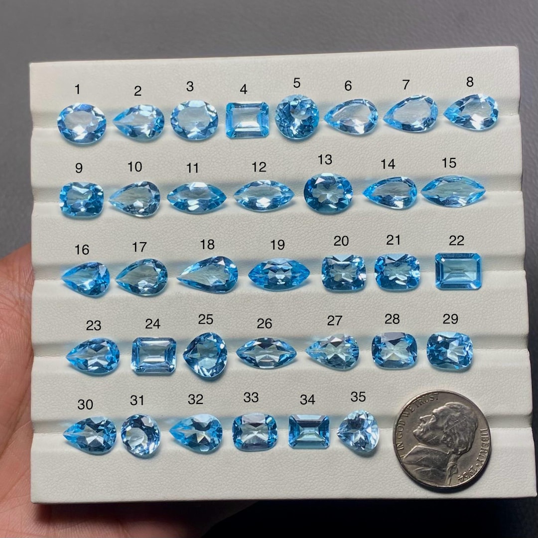 Blue Topaz Top Grade Quality 100% Natural Blue Topaz Faceted Cut Loose ...